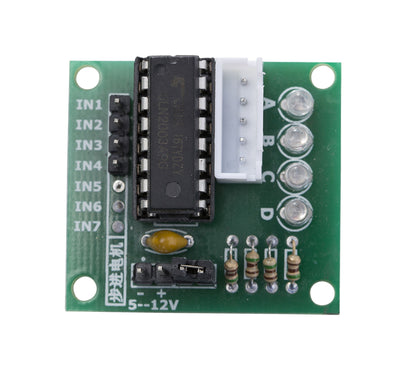 Luxorparts styremotor med gearkasse og driver, grøn printplade, sort chip, hvid stik, 4 LED A-D, IN1-IN7, 5-12V, 4-pak.