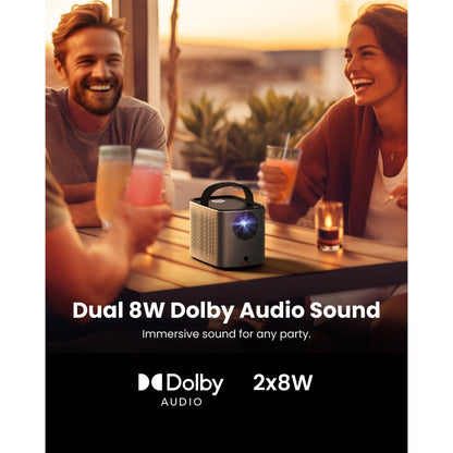 Anker Nebula Mars 3 Air bærbar miniprojektor, sort, til bordet, dobbelt 8 W Dolby Audio, klar til Netflix-streaming.