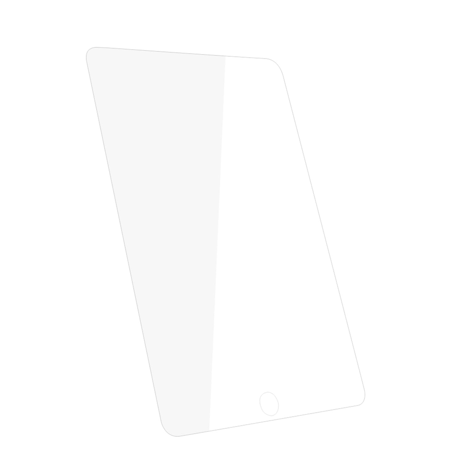 Linocell Skærmbeskyttelse til iPad 10,2", skråt vinkel, rund knap, let central refleksion.