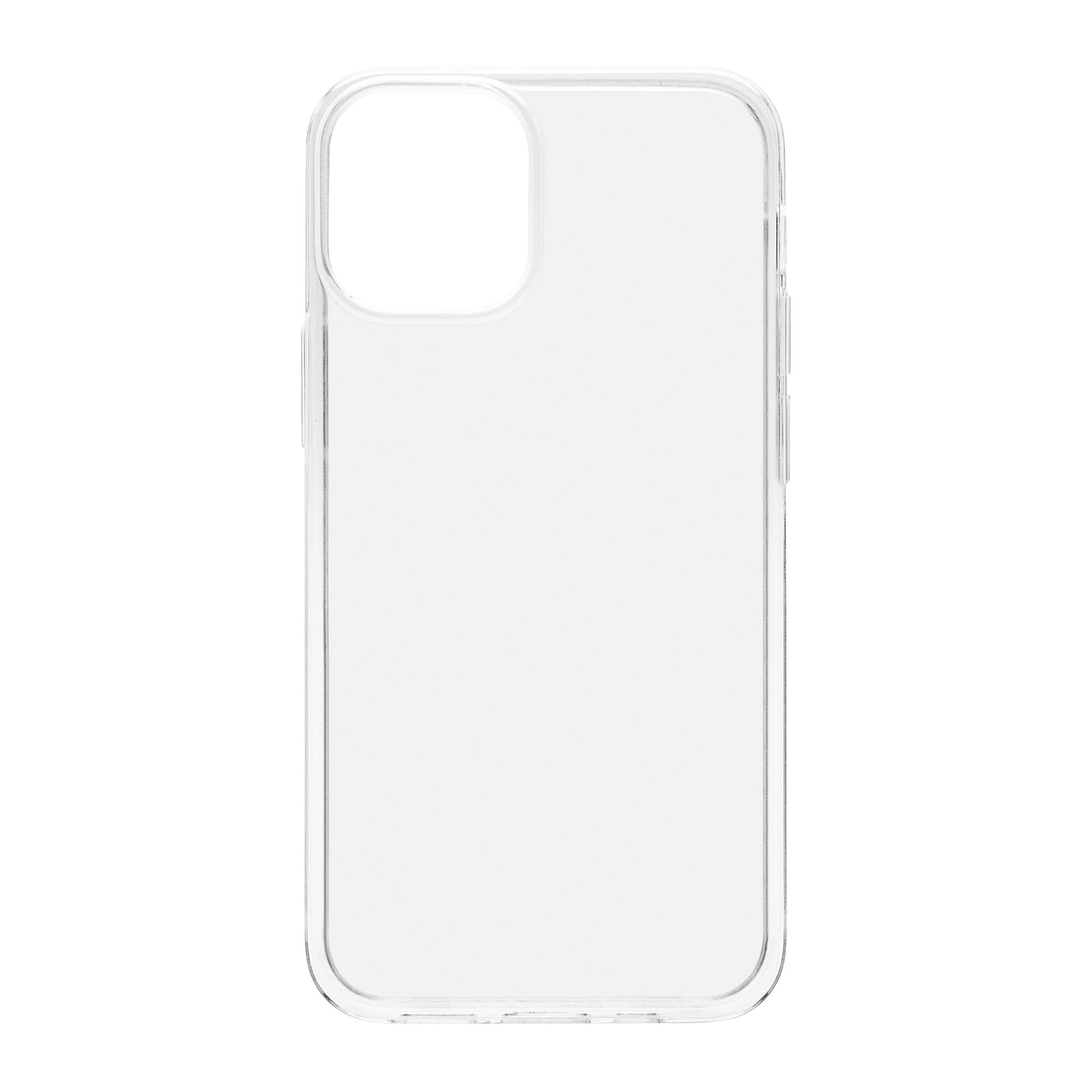 Second skin 2.0 klar TPU mobilcover til iPhone 12 Mini set bagfra, transparent og fleksibelt design.