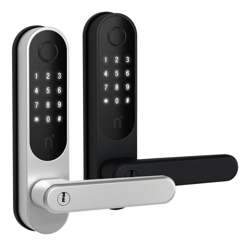 Nimly Touch Pro elektronisk dørlås med fingeraflæser, Black/Silver