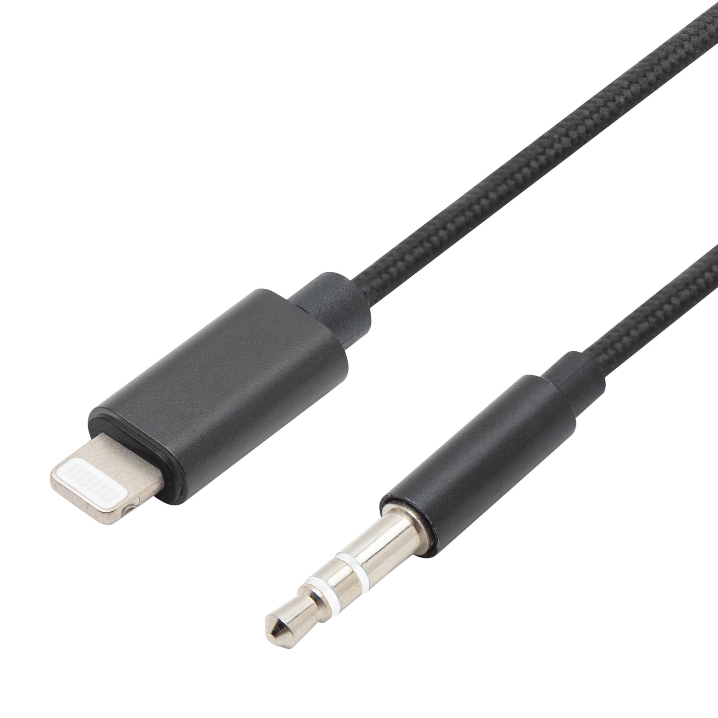 Lightning til 3,5 mm kabel, MFi-certificeret, sort, 1 meter, til iPhone hovedtelefonadapter.