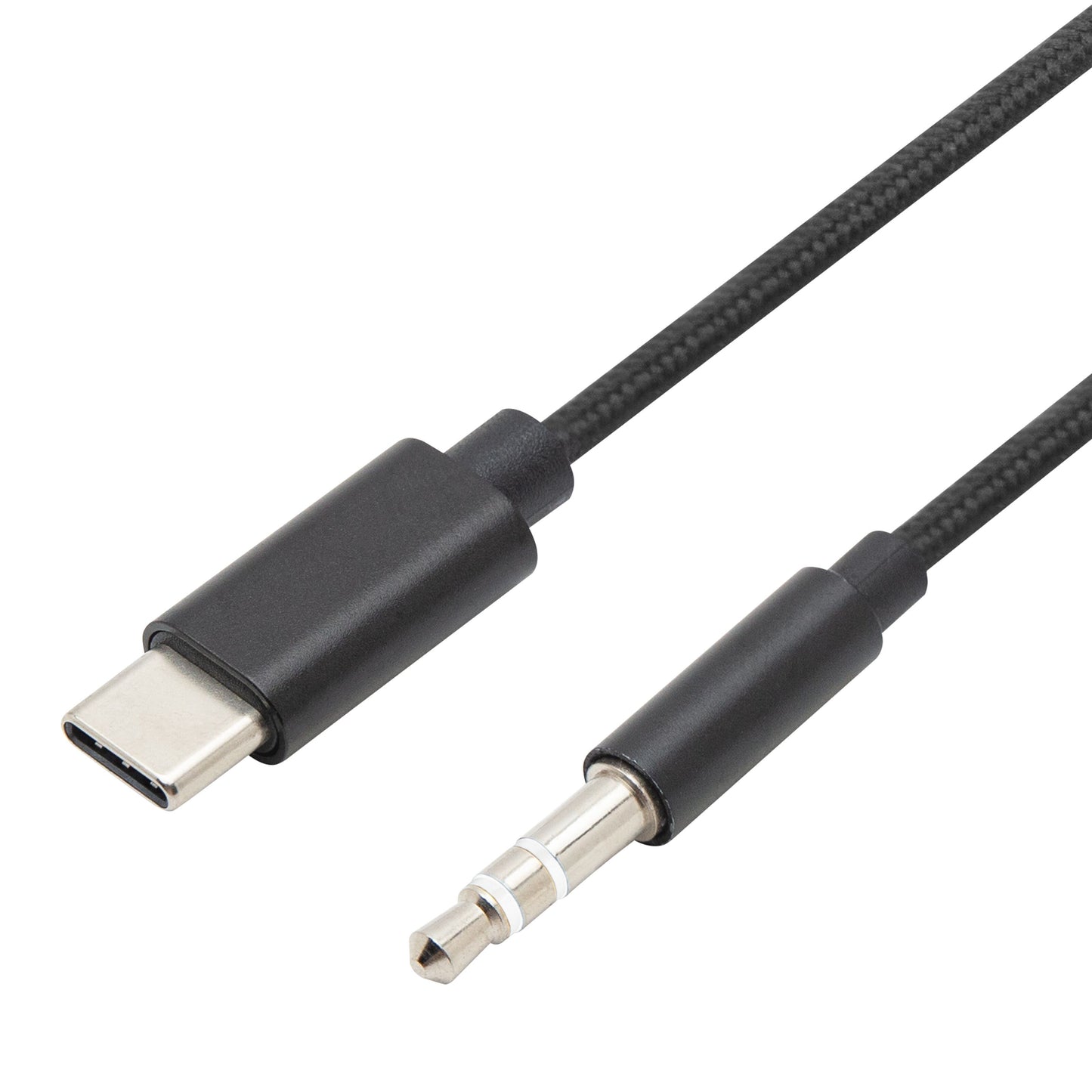 Linocell USB-C til 3,5 mm kabel 1 m sort, flettet 5 mm, USB-C til 3,5 mm jack, indbygget DAC.