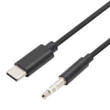 Linocell USB-C til 3,5 mm kabel 1 m sort, flettet 5 mm, USB-C til 3,5 mm jack, indbygget DAC.