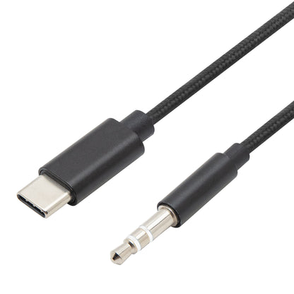 Linocell USB-C til 3,5 mm kabel 1 m sort, flettet 5 mm, USB-C til 3,5 mm jack, indbygget DAC.