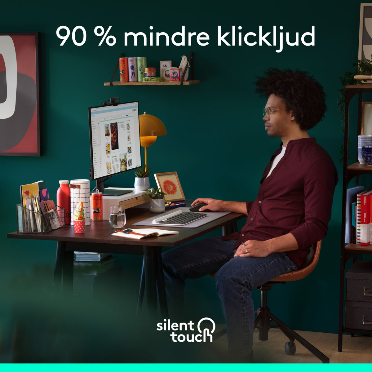 Logitech Signature M650 trådløs mus i grafit til små og mellemstore hænder med 90  mindre kliklyd og Silent Touch-logo.