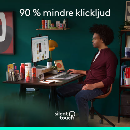 Logitech Signature M650 trådløs mus i grafit til små og mellemstore hænder med 90  mindre kliklyd og Silent Touch-logo.