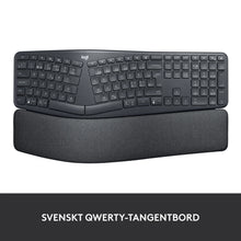 Logitech Ergo K860 – trådløst ergonomisk tastatur med buet, opdelt tastaturlayout og integreret håndledsstøtte.