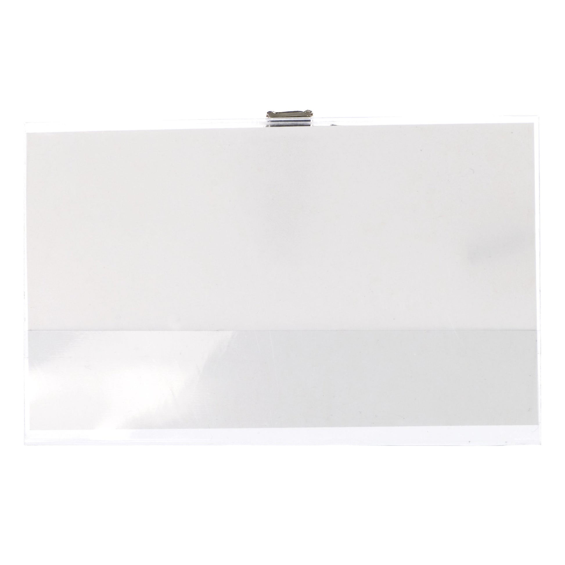 Plastlomme til navneskilt 50-pakke, blank hvid med metalklip, passer til 90 x 54 mm navneskilte.