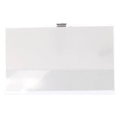 Plastlomme til navneskilt 50-pakke, blank hvid med metalklip, passer til 90 x 54 mm navneskilte.