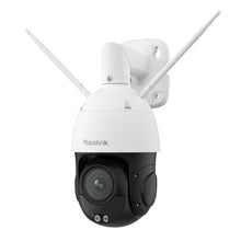 REOLINK W840 4K Wi-Fi-overvågningskamera, hvid/sort, med to antenner på vægbeslag, avanceret farve-nattesyn, frontvisning.