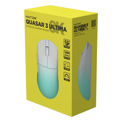 Hator Quasar 3 Ultima 8K Wireless gamingmus, Hvid/mint