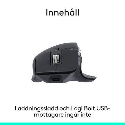 Logitech MX Master 3s trådløs computermus, Grafit, Bluetooth-udgave