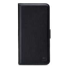 MOBILIZE Classic Gelly Wallet Book Case til iPhone 15 Pro Max, sort, magnetlukning, kan stå oprejst i lukket tilstand, lille rundt logo nederst.