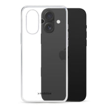 Mobilize Gelly-etui til iPhone 16 Plus – gennemsigtigt etui, MagSafe-kompatibelt, med Apple-logo og dobbeltkamera på bagsiden.