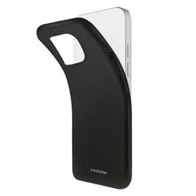 Sort Mobilize Rubber Gelly-etui til iPhone 16 Plus, TPU, MagSafe-kompatibelt, med synlige knapper og kameraåbning.