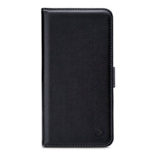 MOBILIZE Classic Gelly Wallet Book Case til iPhone 16 Plus, sort, synlige sømme langs kanterne og præget logo nederst, MagSafe-kompatibel.