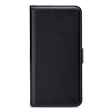 Classic Gelly Wallet Book Case i sort læder til iPhone 16 Pro Max med synlige sømme og præget pil-logo, MagSafe-kompatibel.