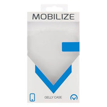 MOBILIZE Gelly-etui til iPhone X/Xs – Klar, gennemsigtig TPU-beskyttelse i hvid og blå æske med vindue, kompatibel med iPhone X/Xs.