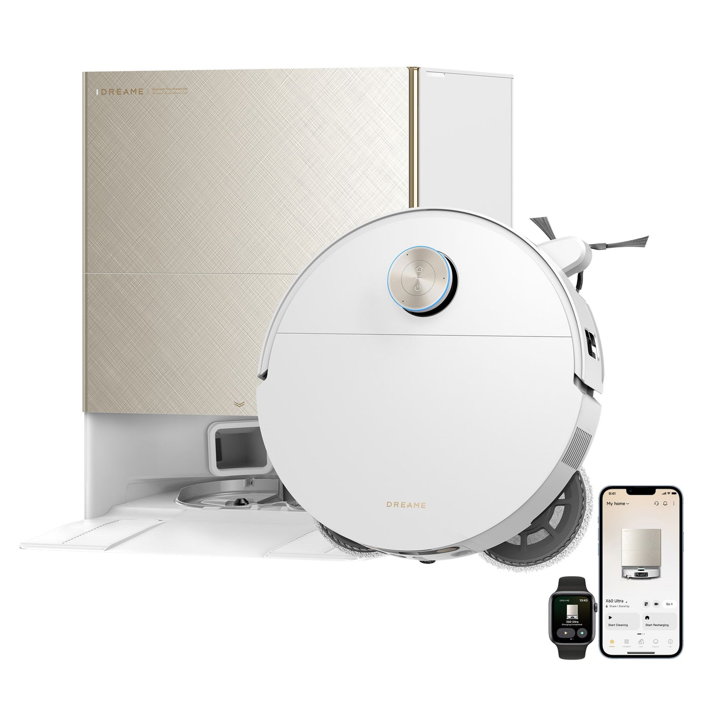 Dreame X60 Ultra – Robotstøvsuger med basestation, Hvid