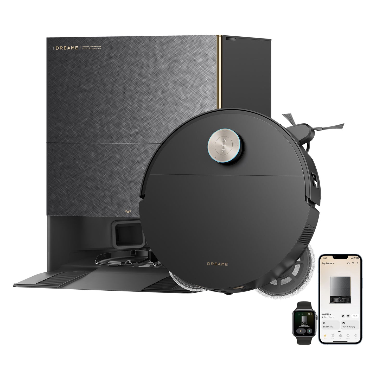 Dreame X60 Ultra – Robotstøvsuger med basestation, Sort