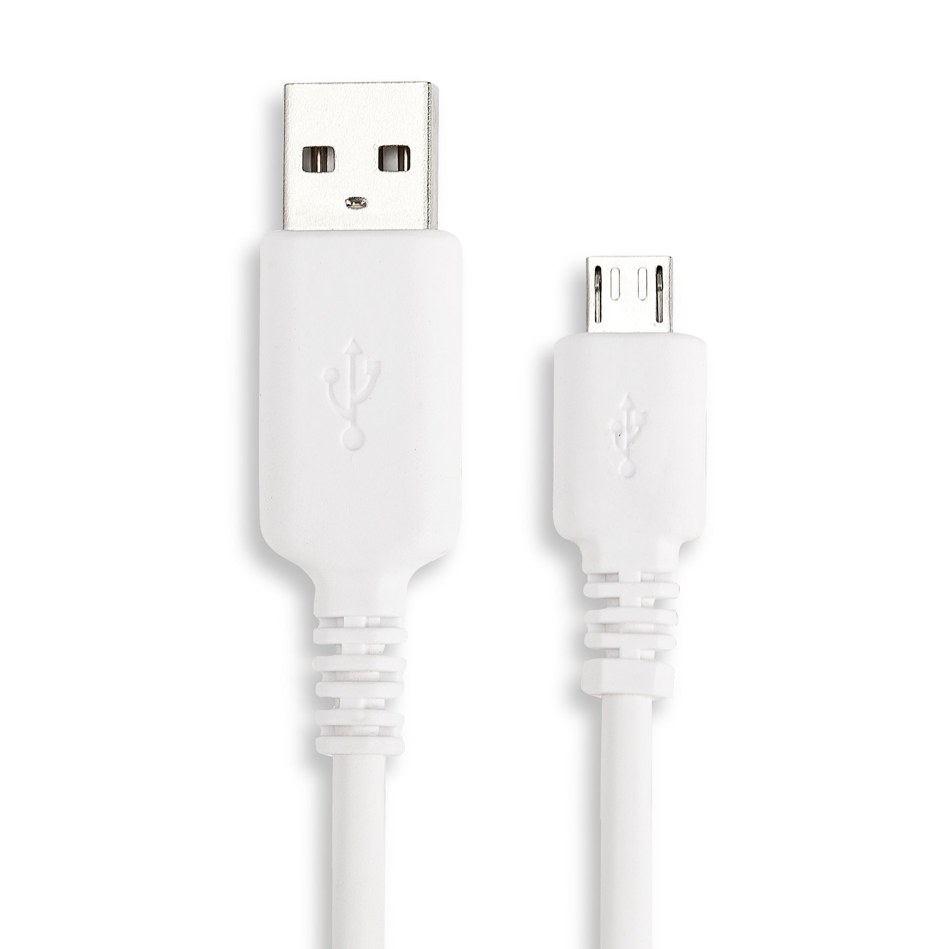Linocell Micro-USB-kabel 1 m hvid, USB-A til Micro-USB, begge stik synlige, understøtter USB 2.0 opladning/data.