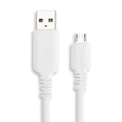 Linocell Micro-USB-kabel 1 m hvid, USB-A til Micro-USB, begge stik synlige, understøtter USB 2.0 opladning/data.
