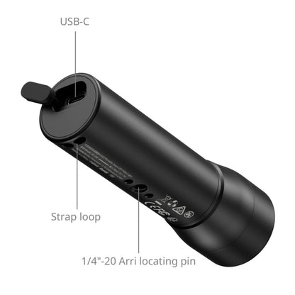 SmallRig RF 05B bærbar LED-videolampe, cylindrisk lampe med USB-C-port, bæreslynge og 1/4-20 Arri-gevind.