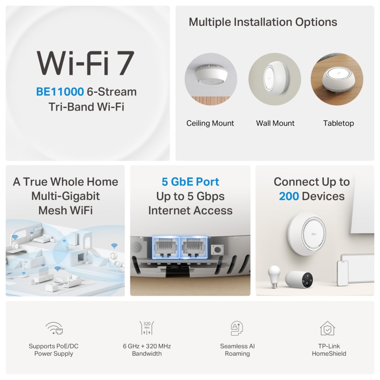 TP-Link Deco BE65-PoE Wifi 7-meshsystem, 3-pak