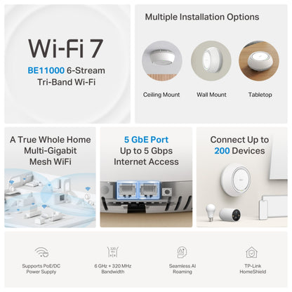 TP-Link Deco BE65-PoE Wifi 7-meshsystem, 3-pak