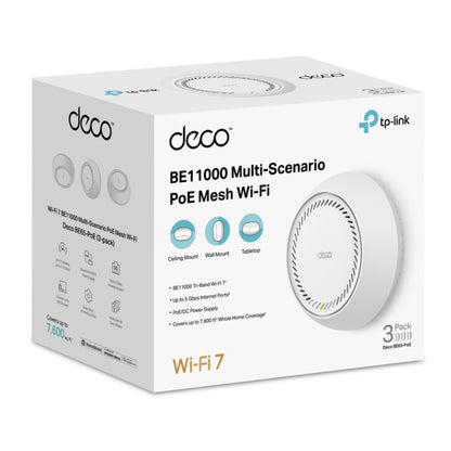 TP-Link Deco BE65-PoE Wifi 7-meshsystem, 3-pak