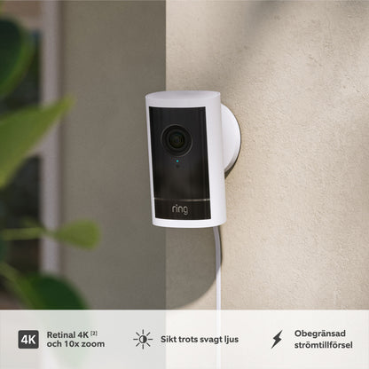 Ring Outdoor Cam Pro Plug-in - Retinal 4K overvågningskamera, Hvid