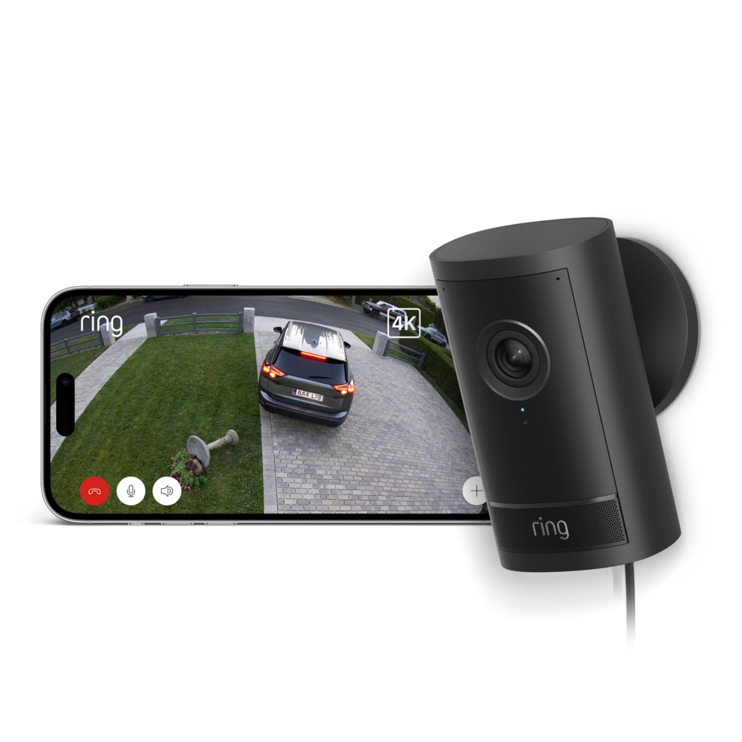 Ring Outdoor Cam Pro Plug-in - Retinal 4K overvågningskamera, Sort
