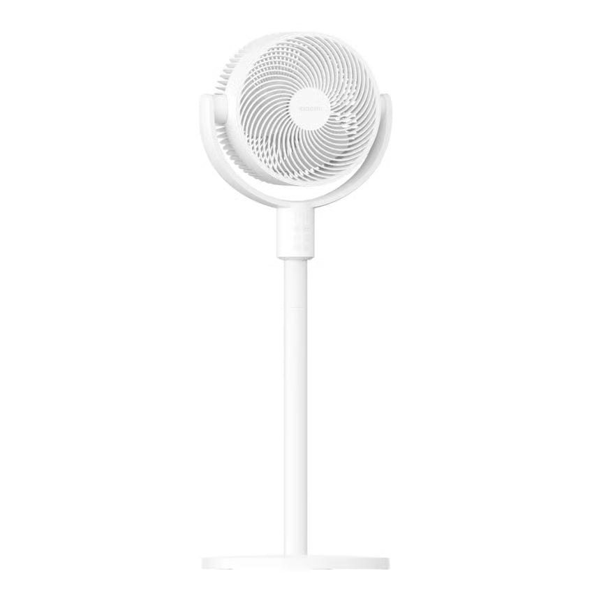 Xiaomi Smart stående luftcirkulationsventilator, hvid, cirkulært gitter, justerbar højde, rund fod.