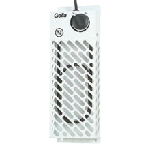 Hvid Gelia frostvagt 200 W, IP24, +5 til +35 °C med gitterfront, termostatdrejeknap og ledning.