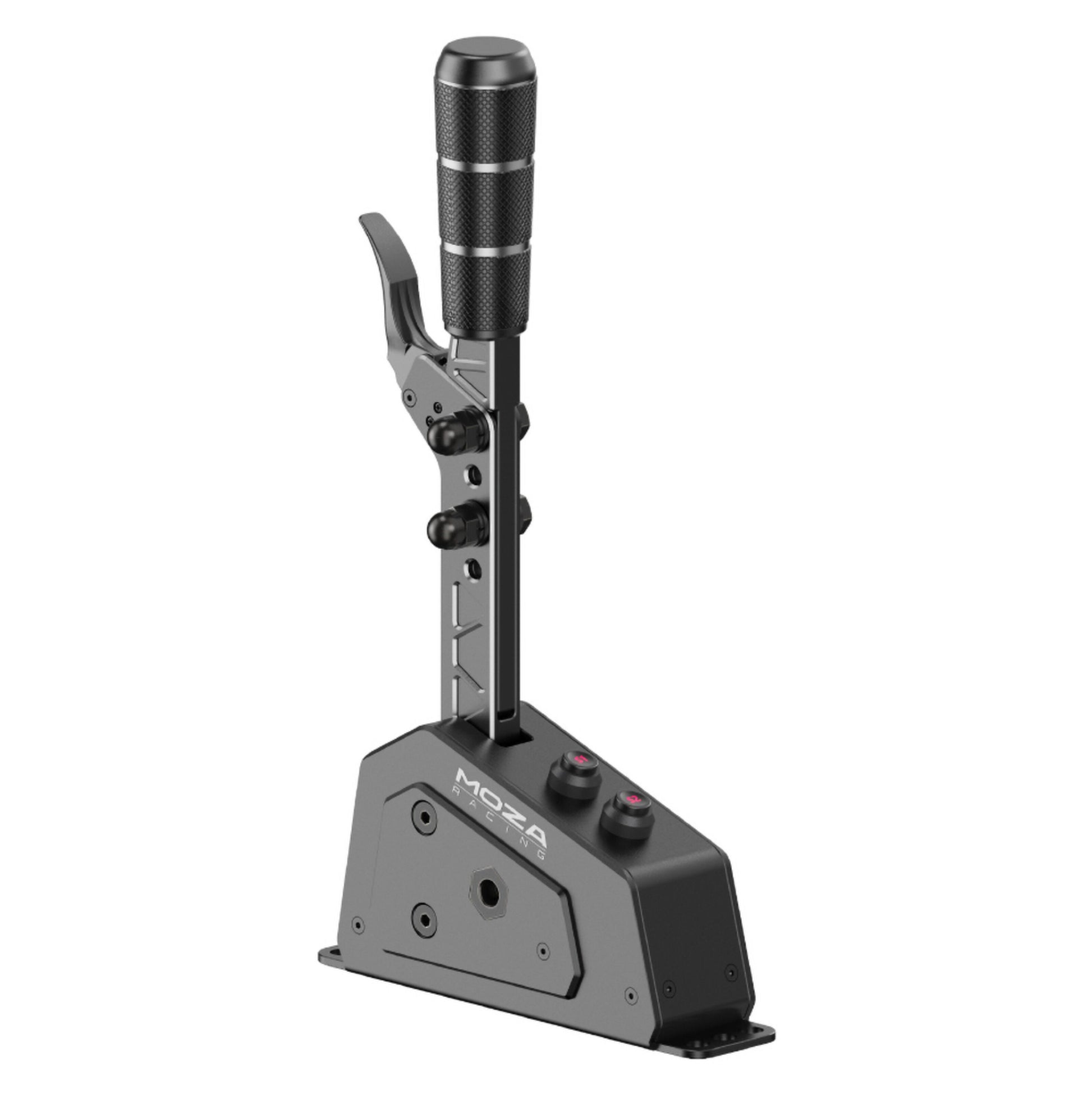 MOZA Racing SGP sekventiel shifter med høj rillet greb, kontaktløs Hall-sensor, to sideknapper og to baseknapper.