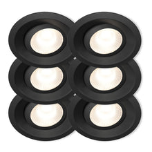 Plejd Downlight Tilt DWN-01 loftspot sort 6-pak, to kolonner tre rækker, justerbart hvidt lys, dæmpbar.