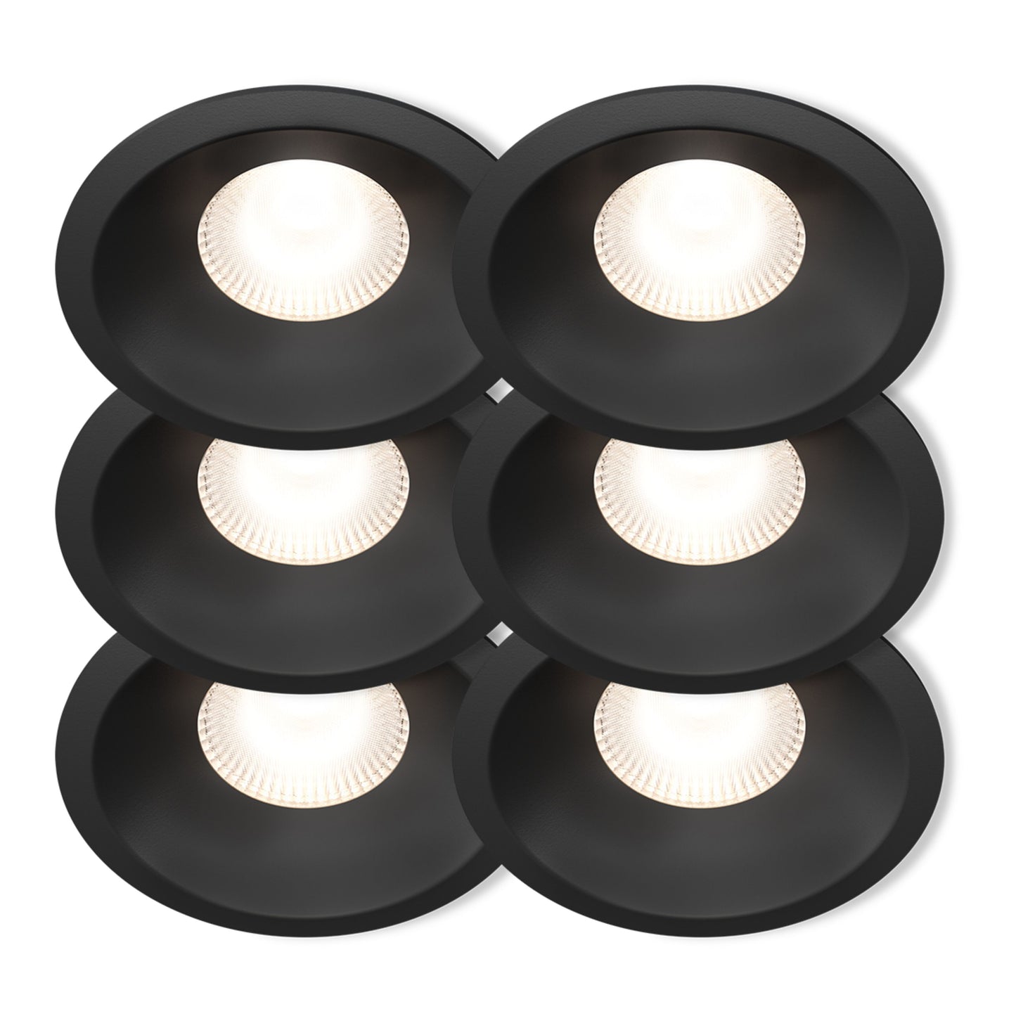 Plejd Downlight Deep DWN-02 6-pack runde sorte spots, justerbar farvetemperatur, stærkt hvidt lys, smart home integration.