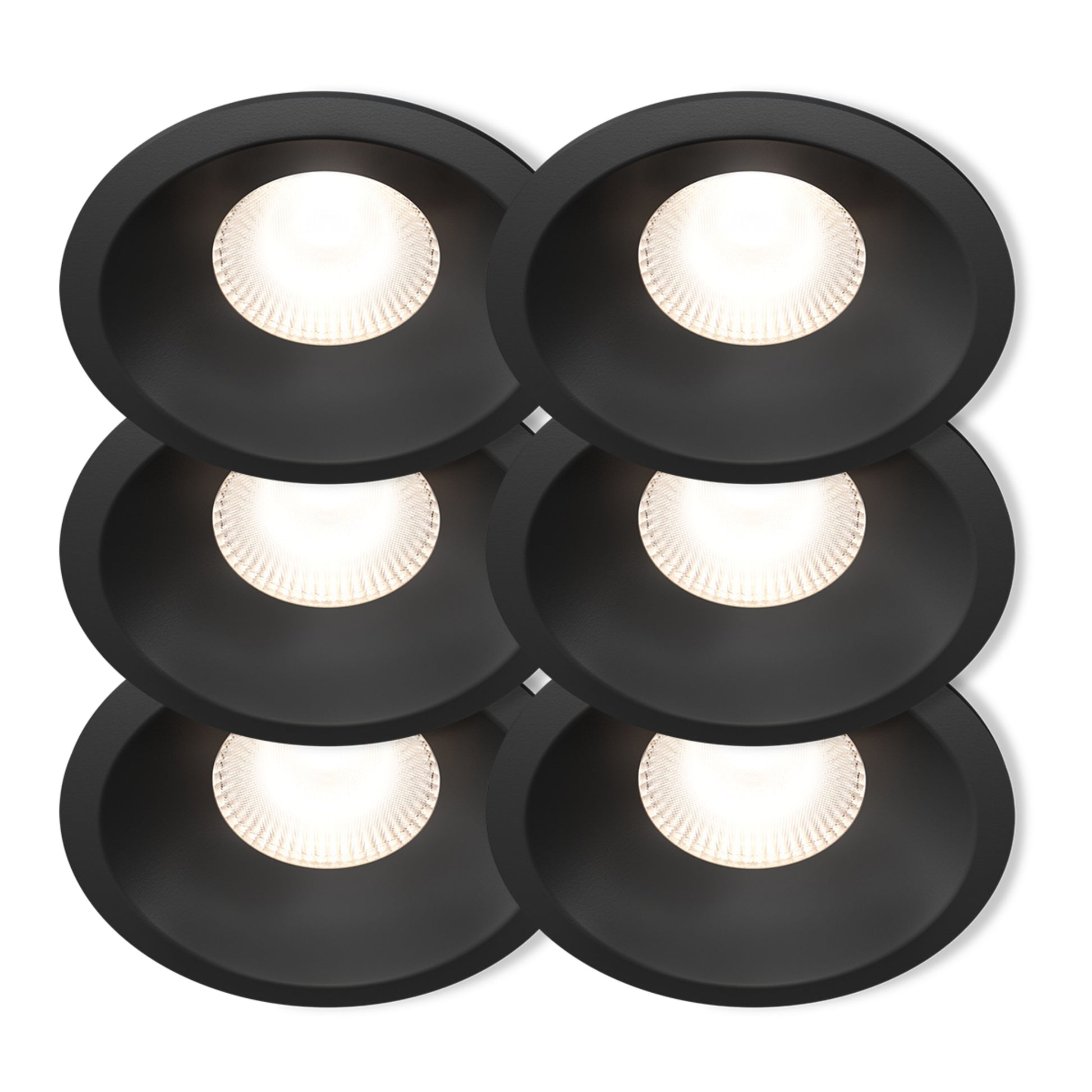Plejd Downlight Deep DWN-02 6-pack runde sorte spots, justerbar farvetemperatur, stærkt hvidt lys, smart home integration.