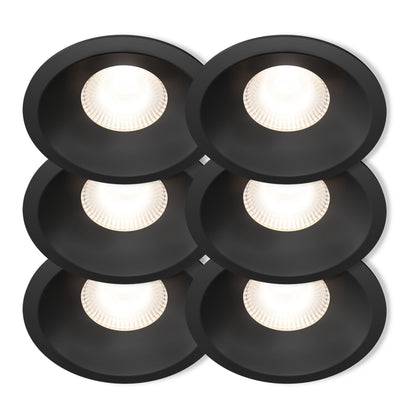 Plejd Downlight Deep DWN-02 6-pack runde sorte spots, justerbar farvetemperatur, stærkt hvidt lys, smart home integration.