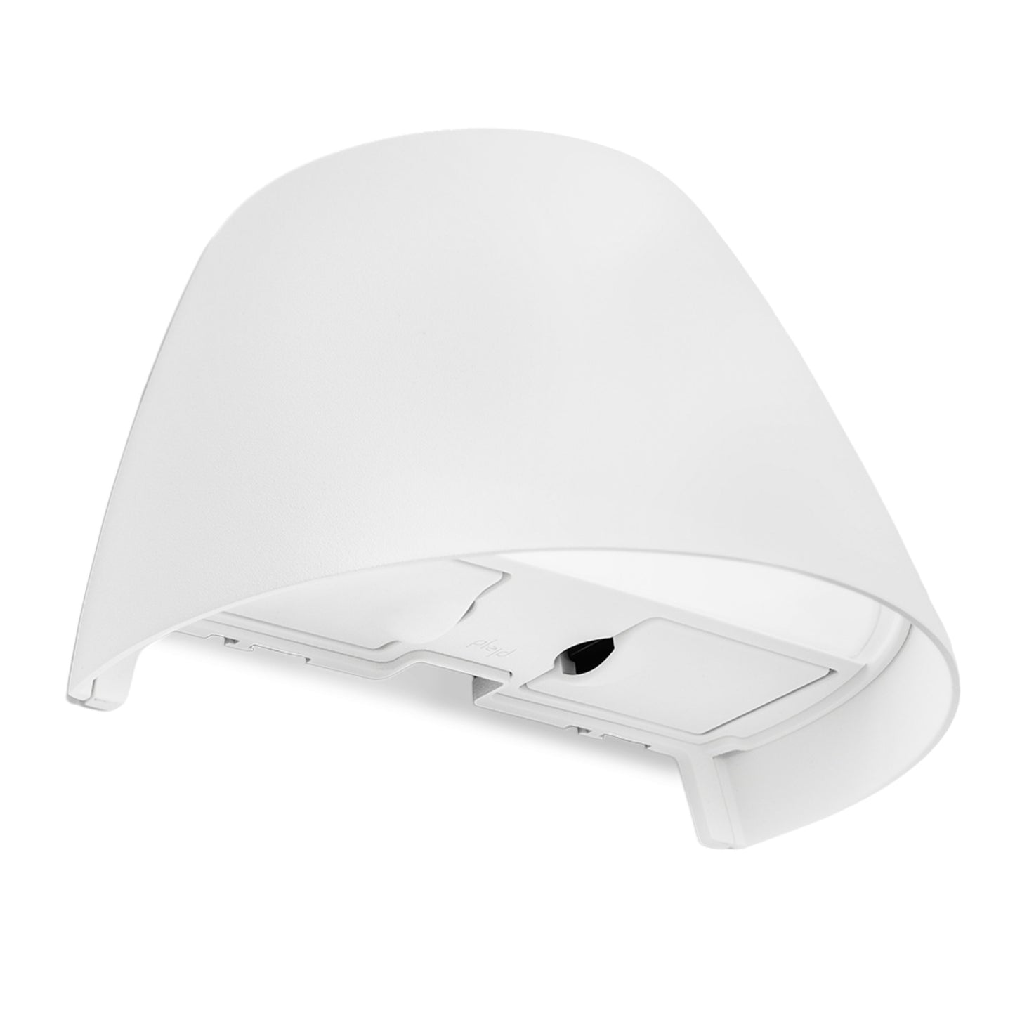 Plejd Smart vægarmatur OUT-02-U eludtag hvid, åben form, kontrolknap, vægmonteret armatur til smart installation.