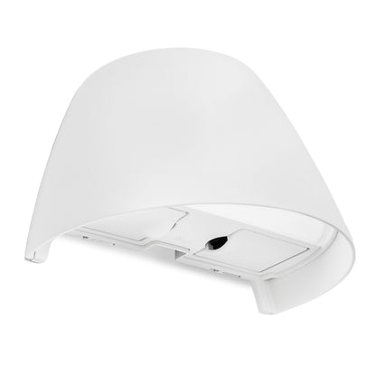 Plejd Smart vægarmatur OUT-02-U eludtag hvid, åben form, kontrolknap, vægmonteret armatur til smart installation.