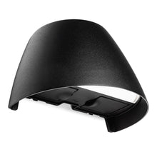 Smart vægarmatur OUT-02-U med elstik, sort, buet design, åben front og mat finish, dæmpbar til udendørsbrug.