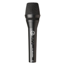 AKG Perception P3 S sort sangmikrofon med kardioidmønster, mesh-grill, tænd/sluk-knap og lodret modelnavn på håndtag.