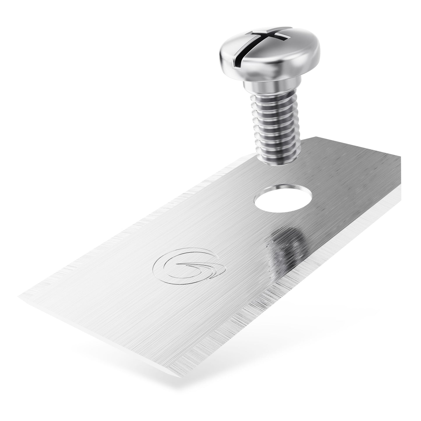 Grimsholm Kniv til Segway Navimow, rektangulær med rundt centerhul, børstet overflade, logo nær kant, 12-pak.