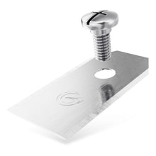 Grimsholm Kniv til Segway Navimow, rektangulær med rundt centerhul, børstet overflade, logo nær kant, 12-pak.