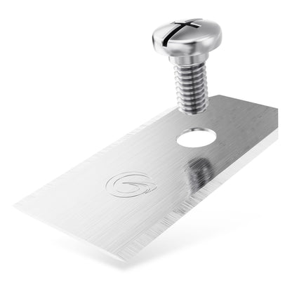 Grimsholm Kniv til Segway Navimow, rektangulær med rundt centerhul, børstet overflade, logo nær kant, 12-pak.