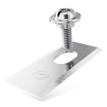 Grimsholm Kniv til MOVA robotplæneklippere 12 stk, metallic skrue i ovalt hul, savtakket kant, indgraveret logo.