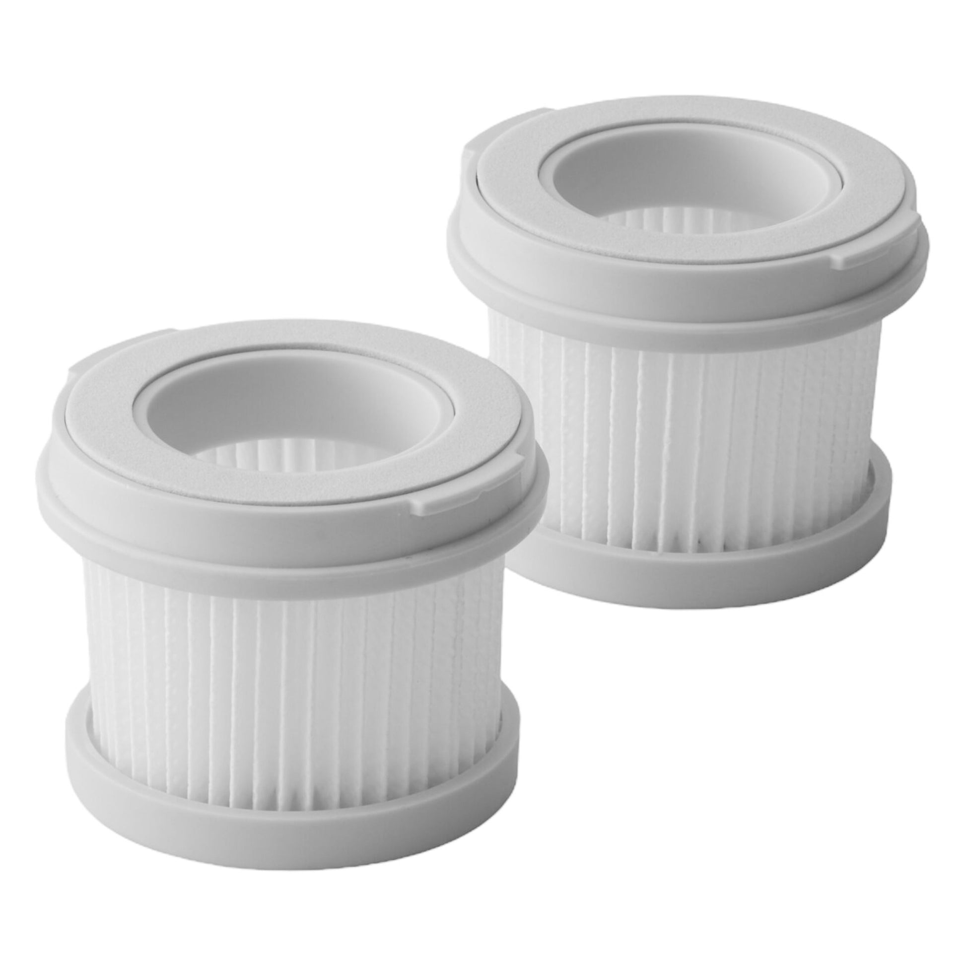 Xiaomi Dust Mite Vacuum Cleaner 2-filter 2-pak, hvide cylindrede H13 vaskbare filtre med plisserede sider.