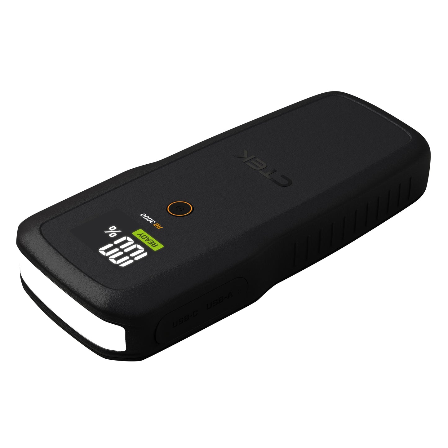 CTEK RB 3000 Startbooster sort powerbank 59,2 Wh digital display 100 , batteriindikator, USB-C/USB-A porte, hvid LED-lys.